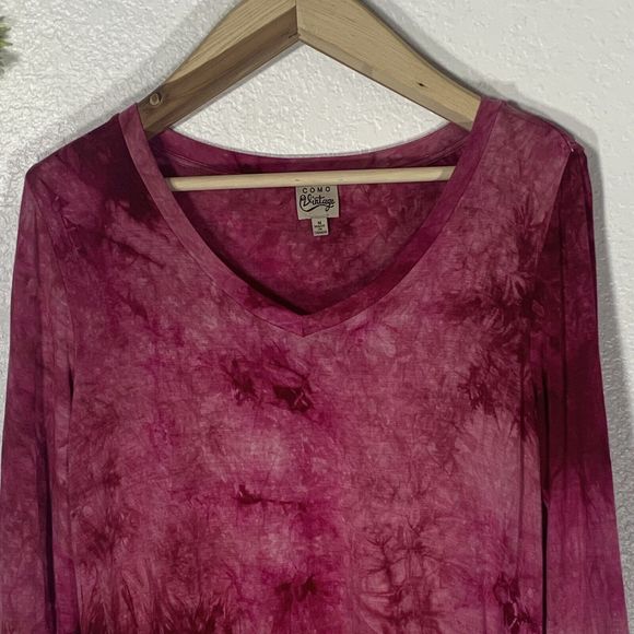 Como Vintage Pink Tie Dye Away Boho Hippy Soft Blouse Size Medium Women’s - Picture 4 of 10